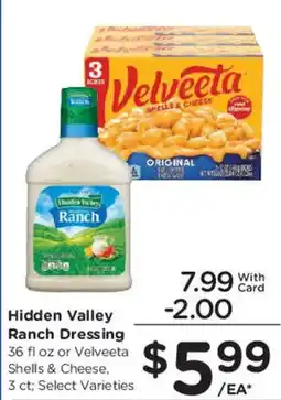 Smith's Hidden Valley Ranch Dressing or Velveeta Shells & Cheese offer