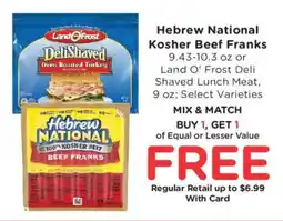 Dillons Hebrew national kosher beef franks offer