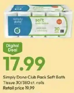 Stater Bros Simply Done Club Pack Soft Bath Tissue offer