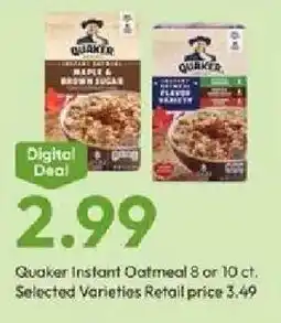Stater Bros Quaker instant oatmeal offer