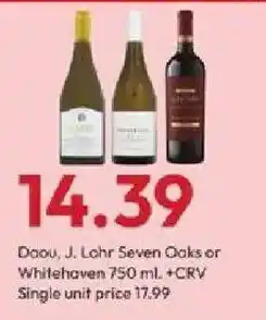 Stater Bros Daou, J. Lohr Seven Oaks or Whitehaven offer