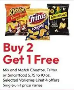 Stater Bros Cheetos, Fritos or Smartfood offer