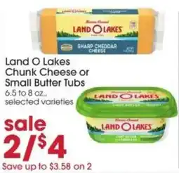 Giant Eagle Land O Lakes Chunk Cheese or Small Butter Tubs offer