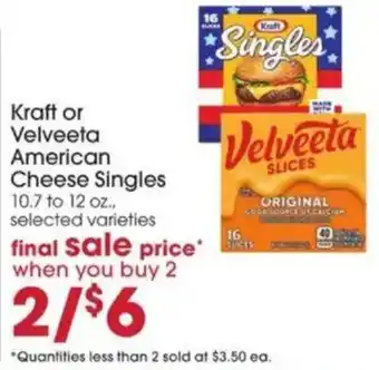 Kraft or Velveeta American Cheese Singles