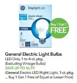 Publix General Electric Light Bulbs offer
