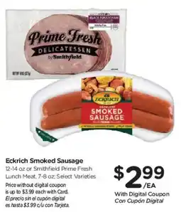 Smith's Eckrich Smoked Sausage offer