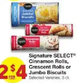 United Supermarkets Signature SELECT Cinnamon Rolls, Crescent Rolls or Jumbo Biscuits offer