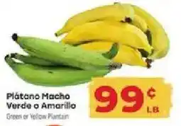Supermercado El Rancho Plátano Macho Verde o Amarillo offer