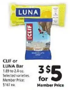 Safeway Clif or Luna Bar offer