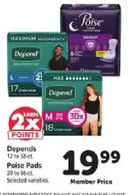 Safeway Depends Poise Pads offer