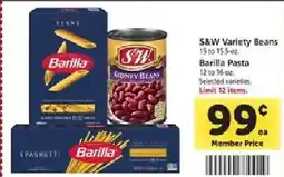 Safeway S&W Variety Beans, Barilla Pasta offer