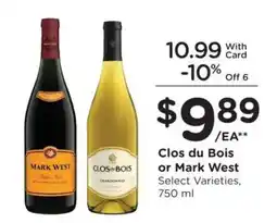 King Soopers Clos du Bois or Mark West Select Varieties offer