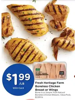 Dillons Fresh Heritage Farm Boneless Chicken Breast or Wings offer
