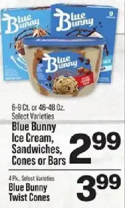 IGA Blue Bunny ice cream, sandwiches, cones or bars offer