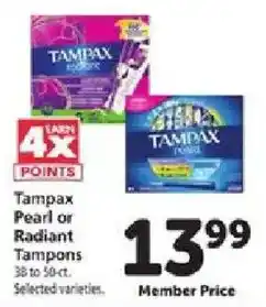 Safeway Tampax Pearl or Radiant Tampons offer