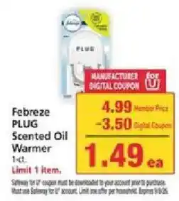 Safeway Febreze plug scented oil warmer offer