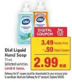 Safeway Dial Liquid Hand Soap offer