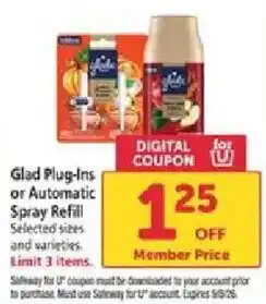 Safeway Glad Plug-Ins or Automatic Spray Refill offer