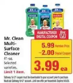 Safeway Mr. Clean Multi-Surface Cleaner offer