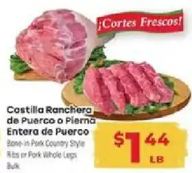 Costilla Ranchera de Puerco o Pierna Entera de Puerco