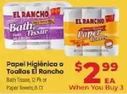 Supermercado El Rancho El Rancho bath tissue or paper towels offer