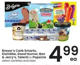 Safeway Breyer's Carb Smarts, Klondike, Good Humor, Ben & Jerry's, Talenti or Popsicle offer