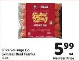 Safeway Silva Sausage Co. Skinless Beef Franks offer
