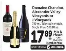 Safeway Domaine Chandon, Alexander Valley Vineyards or J Vineyards offer