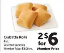 Safeway Ciabatta rolls offer