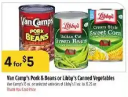 Bashas' Van Camp's Pork & Beans or Libby's Canned Vegetables offer