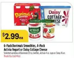 Bashas' 6-Pack Danimals Smoothies, 4-Pack Activia Yogurt or Daisy Cottage Cheese offer