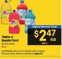 Bashas' Tampico or Hawaiian Punch offer