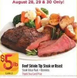 Bashas' Beef Sirloin Tip Steak or Roast offer