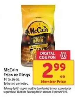 Safeway McCain Fries or Rings offer