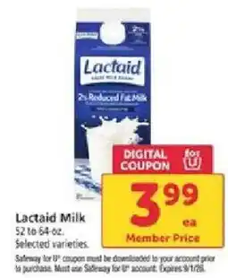 Safeway Lactaid Milk offer