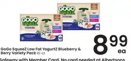 Safeway Gogo squeeze yogurtz offer