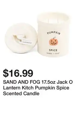Marshalls SAND AND FOG 17.5oz Jack O Lantern Kitch Pumpkin Spice Scented Candle offer
