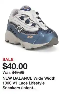 Marshalls NEW BALANCE Wide Width 1000 V1 Lace Lifestyle Sneakers (Infant Toddler) offer
