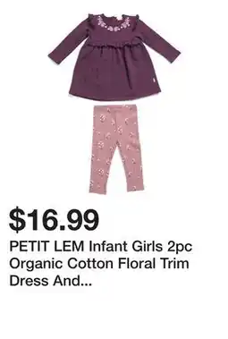 Marshalls PETIT LEM Infant Girls 2pc Organic Cotton Floral Trim Dress And Leggings Set offer