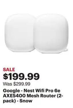 Best Buy Google - Nest Wifi Pro 6e AXE5400 Mesh Router (2-pack) - Snow offer
