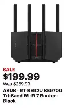 Best Buy ASUS - RT-BE92U BE9700 Tri-Band Wi-Fi 7 Router - Black offer
