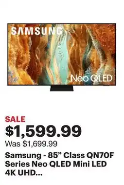 Best Buy Samsung - 85 Class QN70F Series Neo QLED Mini LED 4K UHD SamsungVision AI Smart Tizen TV (2025) offer