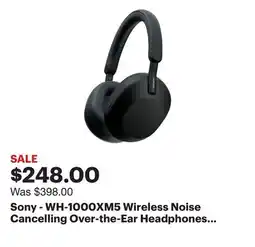 Best Buy Sony - WH-1000XM5 Wireless Noise Cancelling Over-the-Ear Headphones - Black offer