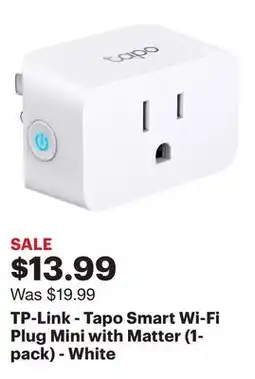 Best Buy TP-Link - Tapo Smart Wi-Fi Plug Mini with Matter (1-pack) - White offer