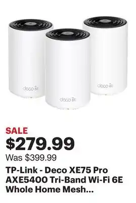 Best Buy TP-Link - Deco XE75 Pro AXE5400 Tri-Band Wi-Fi 6E Whole Home Mesh System (3-Pack) - White offer