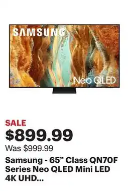 Best Buy Samsung - 65 Class QN70F Series Neo QLED Mini LED 4K UHD SamsungVision AI Smart Tizen TV (2025) offer