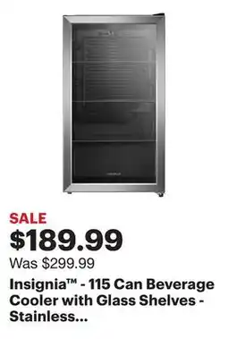 Best Buy Insignia - 115 Can Beverage Cooler with Glass Shelves - Stainless Steel Look offer
