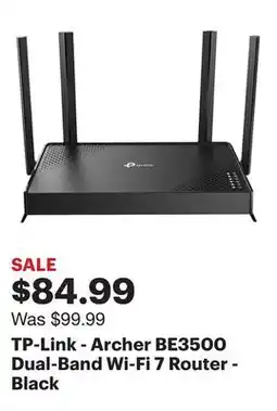 Best Buy TP-Link - Archer BE3500 Dual-Band Wi-Fi 7 Router - Black offer