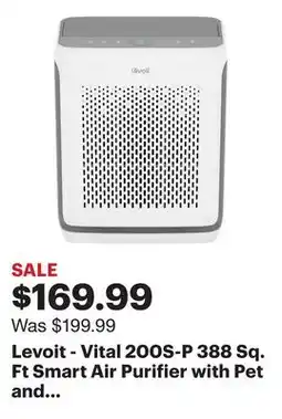 Best Buy Levoit - Vital 200S-P 388 Sq. Ft Smart Air Purifier with Pet and Sleep Mode - White/Grey offer