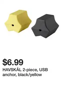 Ikea HAVSKÅL 2-piece, USB anchor, black/yellow offer